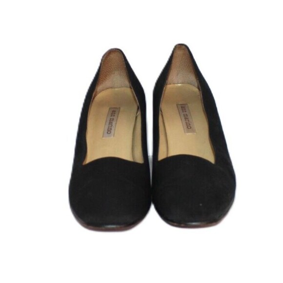 Ann Marino Pump Classic Black Fabric Square Toe Slip On Size 9 1/2M - Picture 2 of 10